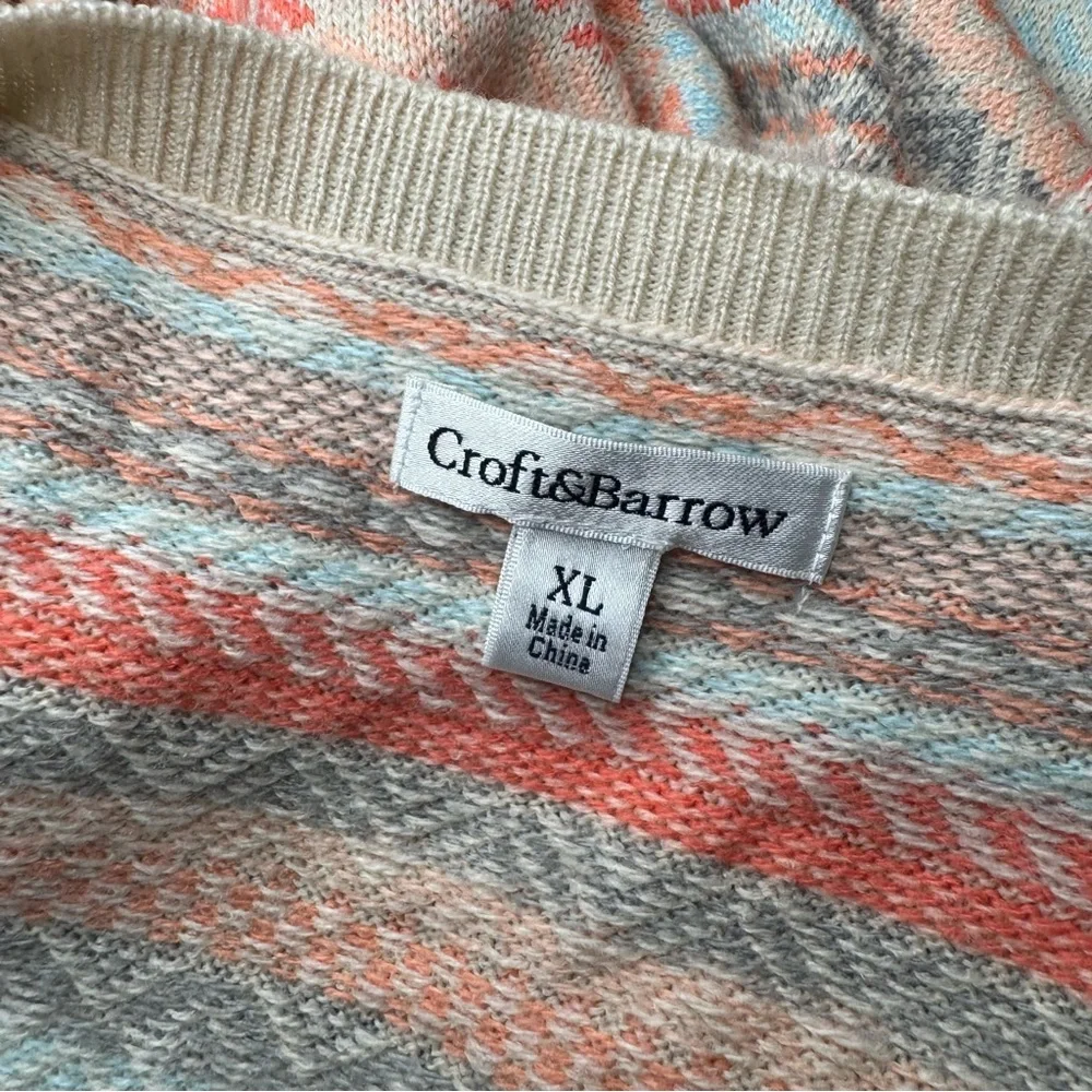 Croft & Barrow Pastel Aztec Button Front Cardigan Size XL Boho Business Casual - Picture 10 of 12